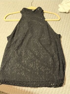 Express Black Lace Button-Back dressy top